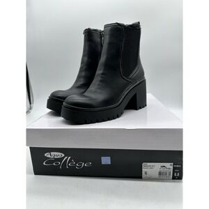 Aqua College Womens 6 M Black Leather Raine Waterproof  Ankle Booties